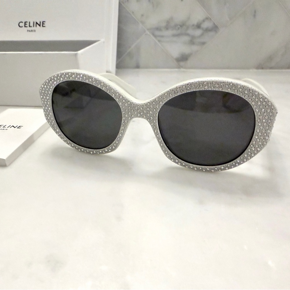 NIB Celine White Crystal Sunglasses - Picture 8 of 12